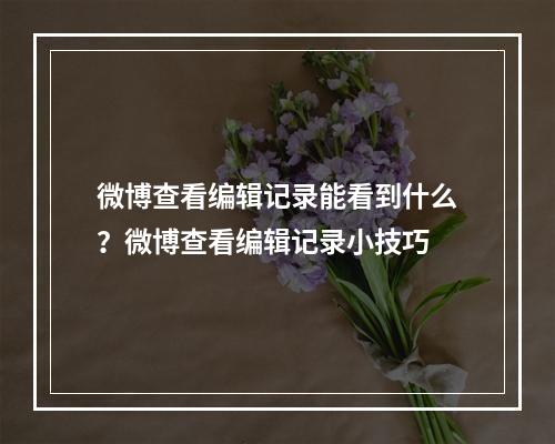 微博查看编辑记录能看到什么？微博查看编辑记录小技巧